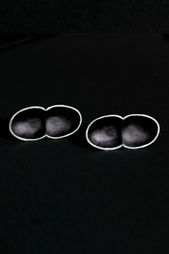 AROS OVO DOBLES NEGROS. PLATA 925 en internet