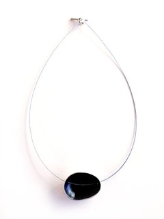 COLLAR OVO NEGRO SIMPLE. PLATA 925 - comprar online
