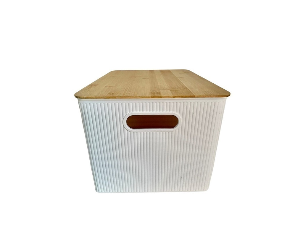 canasto organizador con tapa madera 35x26x17 cm