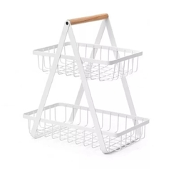 Frutera Panera Organizador Metal Doble Piso Rectangular