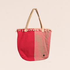 Bolso Bicolor CORRALEJO Liso Fucsia y Rayas Fucsia y Blanco