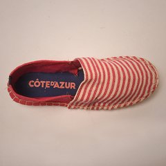 Alpargata MEDITERRÁNEA Caña Lisa Fucsia y Capellada Rayada Fucsia y Blanca - comprar online
