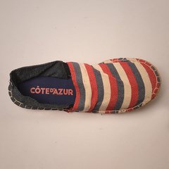 Alpargata MEDITERRÁNEA Caña Lisa Azul y Capellada Rayada Azul, Roja y Blanca - comprar online