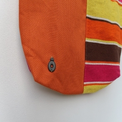 Bolso Bicolor CORRALEJO Liso Naranja y Rayas Fucsia, Naranja, Marrón y Amarillo - comprar online