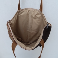 Bolso Bicolor CORRALEJO Liso Marrón y Triángulos Marrón en internet