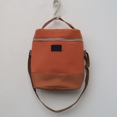 Portatermo SANCHO Liso Naranja con Cuerina Marrón