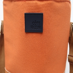 Portatermo SANCHO Liso Naranja con Cuerina Marrón - comprar online