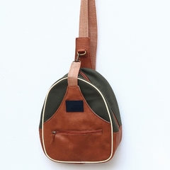 Mochila PALOMBAGGIA Lisa Verde con Cuerina Marrón Claro