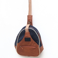 Mochila PALOMBAGGIA Lisa Azul con Cuerina Marrón