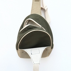 Mochila PALOMBAGGIA Lisa Verde con Cuerina Blanca - Cote d'Azur