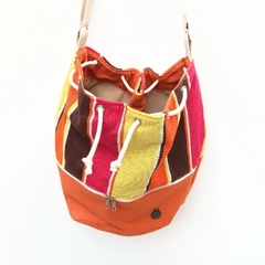 Bolso Fruncido COLONIA Rayas Fucsia, Naranja, Marrón y Amarillo con Naranja - comprar online