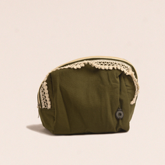 Portacosmético Grande PUKA Liso Verde con Borde