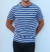 Remera Mangas Cortas NAVAGIO Rayada Azul y Blanca