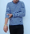 Remera Mangas Largas MILO Rayada Azul y Blanca