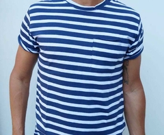 Remera Mangas Cortas NAVAGIO Rayada Azul y Blanca - comprar online