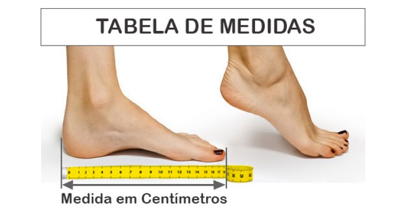 Tabela de medidas do sales pé