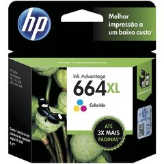 Cartucho HP 664XL Colorido Original (F6V30AB) Para HP Deskjet 2136, 2676, 3776, 5076, 5276 CX 1 UN