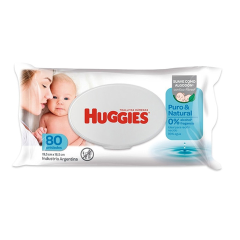 Toallitas Huggies Puro y Natural x80 U