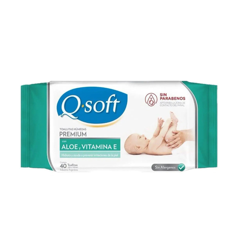 Toallas Q-Soft aloe vera x 40U.