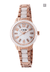 RELOJ FERAUD DAMA CAJA Y CORREA EN ACERO ROSE GOLD Y CERAMICA BLANCA CRISTAL MINERAL RESISTENCIA AL AGUA 50M LF30037LR