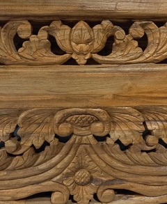 MUE147- Consola de teca tallada dos cajones 2mx045x80cmH - comprar online