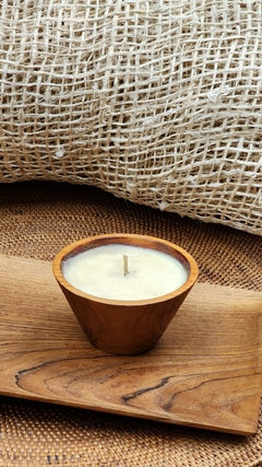 MAT082Ti- Bowl taza de teca con vela 10x6cm - comprar online