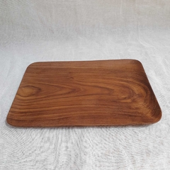 MAT093- Plato de teca rectangular borde redondeado 30x20cm - comprar online