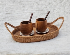 RRR555- Bandejita de ratan oval con manijas 40cmx30cmx4cm - comprar online