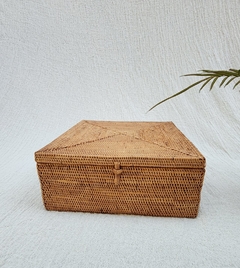 RRR424 - Caja de ratán halus cuadrada 25x25x9cmH