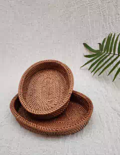 RRR455- Bandejita oval de ratán Halus 15x10cm
