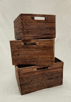 RRR651 Juego de tres cestos de ratan lombock cuadrado - comprar online