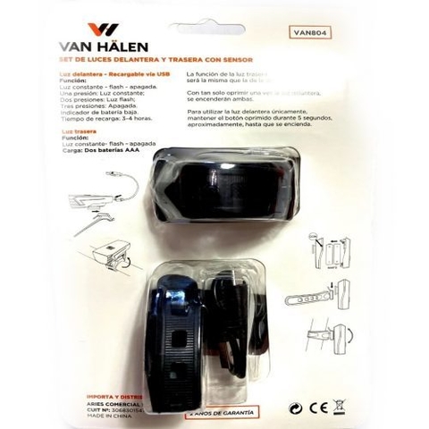 KIT DE LUCES VAN HALEN DELANTERA USB Y TRASERA A PILAS CON SENSOR VAN804 en internet