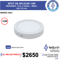SPOT LED Redondo 12W APLIQUE