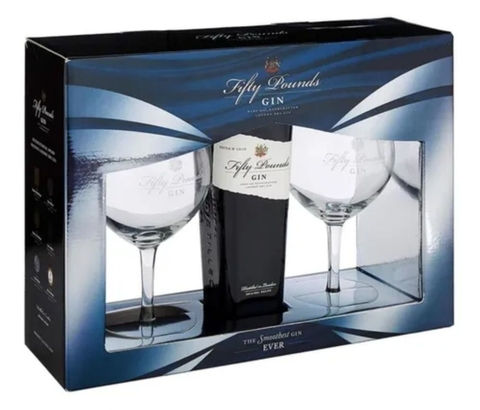 FIFTY POUNDS ESTUCHE CON 2 COPAS GIN