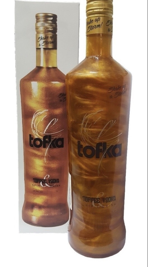 TOFKA VODKA CON CARAMELO 1 LITRO CON ESTUCHE