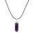 Collar Brianna | CUARZO AMATISTA | Piedra Natural SEMIPRECIOSA con engarce en PLATA + de REGALO Lazo Negro Colgante