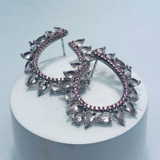 Brinco gotas de amor em prata com pedra morganita rosa - comprar online