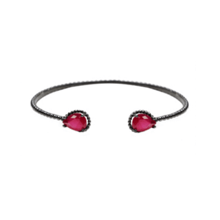 Bracelete pulseira em ródio negro com gotas de cristal rubi e zirconias negras
