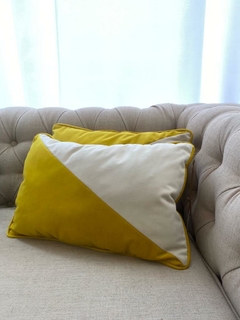 ALMOHADON PANA CRUZADO PANA AMARILLO Y NUDE