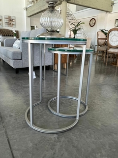 SET MESA AUXILIAR HIERRO Y VIDRIO - comprar online
