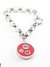 Pulsera rolo con cierre marinero y dije con piedra roja acero