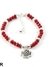 Pulsera cristal rojo con dije cruz del equilibrio acero plateado