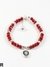 Pulsera cristal rojo con dije ojo acero plateado