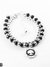 Pulsera doble cristal negro con dije arbol de la vida acero plateado