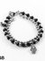 Pulsera doble cristal negro con dije mano acero