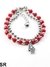 Pulsera doble cristal rojo con dije mano acero