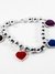 Pulsera bolita con dijes corazon distintos colores acero plateado