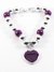 Pulsera bolita combinada con dije corazon esmaltado violeta acero plateado