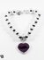 Pulsera bolita con dije corazon esmaltado violeta acero plateado