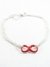 Pulseradoble con dije infinito esmaltado rojo acero plateado
